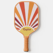 Retro Zonsondergang Zonnestralen Gepersonaliseerde Pickleball Paddle (Achterkant)