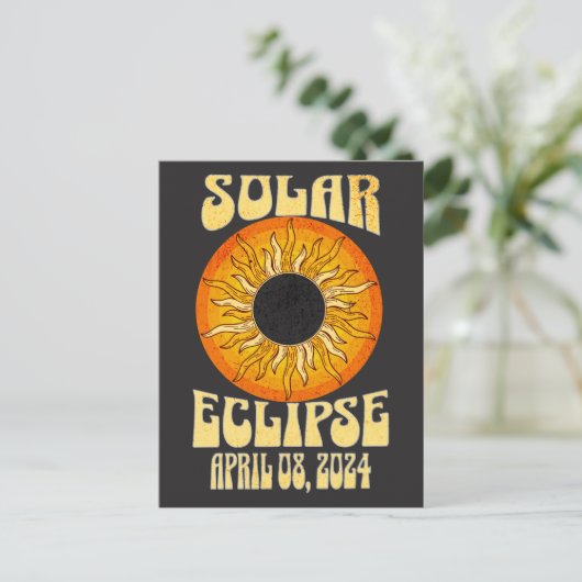 Retro zonsverduistering Totale verduistering 8 apr Briefkaart (Staand voorkant)
