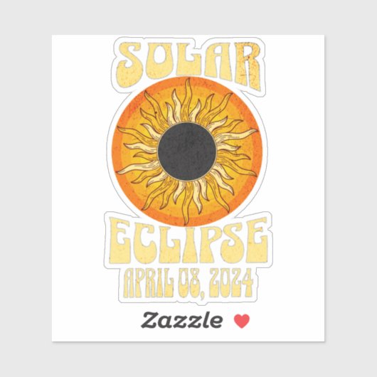 Retro zonsverduistering Totale verduistering 8 apr Sticker (Vel)