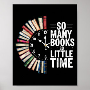 Retro zoveel boeken weinig tijd boek klok lezen poster