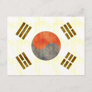 Retro Zuid-Koreaanse vlag Briefkaart