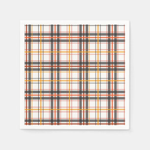 Retro Zwart, Bruin & Sinaasappel Plaid Servetten