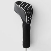 Retro Zwart Elegant Monogram Dotted Pattern Golfheadcover (Schuin)