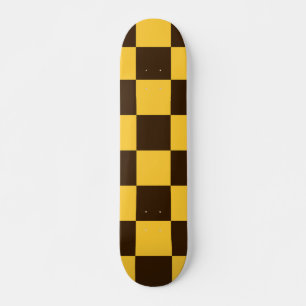 Retro zwart en geel geruit patroon skateboard