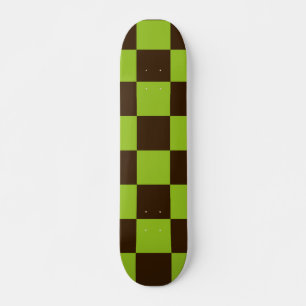Retro zwart en groen geruit vierkant patroon skateboard
