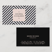 Retro Zwart en Wit Patroon Eenvoudige Naam Logo Visitekaartje (Voorkant / Achterkant)