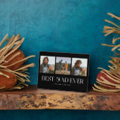 Retro zwart fotocollage beste papa ooit fotoplaat (Zijkant)