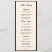 Retro zwart & ivoor bruiloft menu (Voorkant)