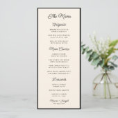 Retro zwart & ivoor bruiloft menu (Staand voorkant)