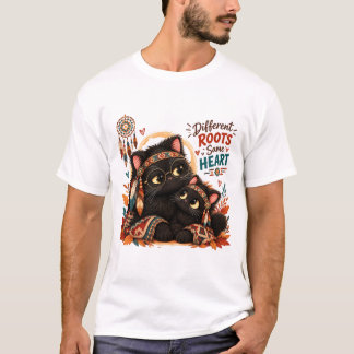 Retro zwart kat esthetisch T-shirt – Schattige got