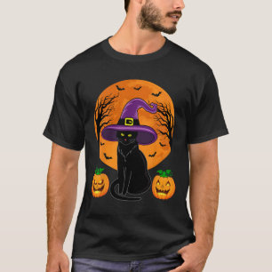 Retro Zwart Kat Halloween Pompoen Kostuum Vrouwen T-shirt