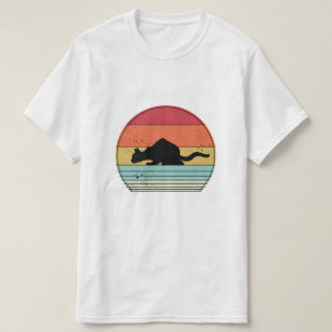 Retro  Zwart Kat Silhouet T-shirt