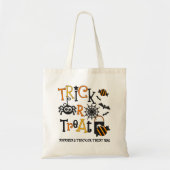 Retro Zwart Kinder Halloween Trick or treat Tas (Voorkant)