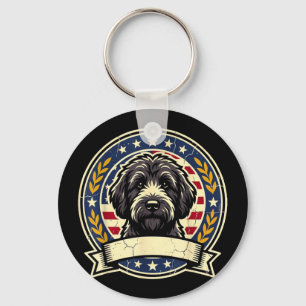 Retro zwart Labradoodle-hond ontwerp voor Sleutelhanger