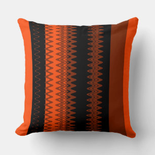 Retro zwart oranje strepen kussen