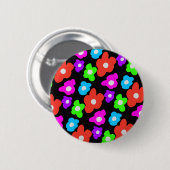 Retro Zwart Rainbow pride kleur Bloemen Patroon Ronde Button 5,7 Cm (Voorkant /achterkant)