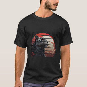 Retro Zwart Rood Tijger Kersenbloesem Bloemen Suns T-shirt