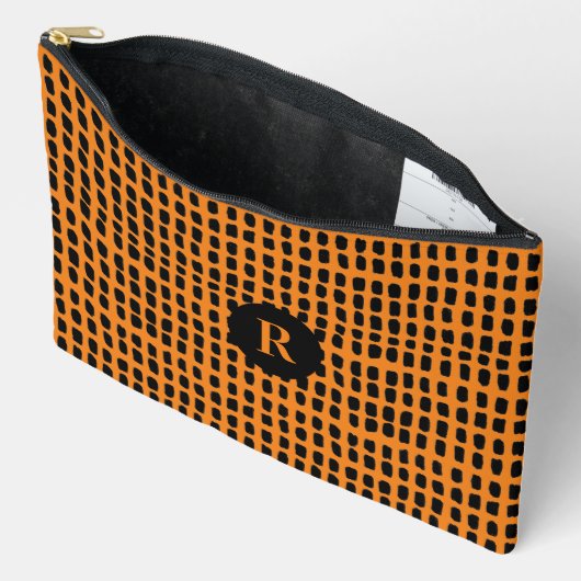 Retro Zwart Sinaasappel Eenvoudige Abstracte Lijnk Etui (Open)