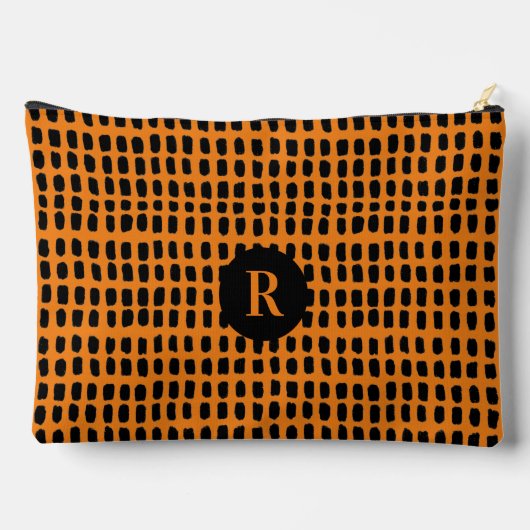 Retro Zwart Sinaasappel Eenvoudige Abstracte Lijnk Etui (Achterkant)