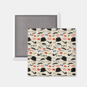 Retro zwart stuur snor patroon magneet (Voorkant / Achterkant)