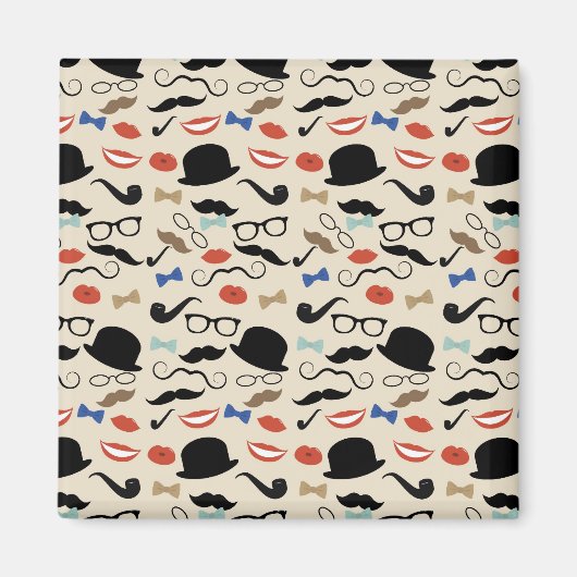 Retro zwart stuur snor patroon magneet (Voorkant)