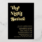 Retro Zwart Typografie Repetitie Diner Goud Folie Uitnodiging (Voorkant)