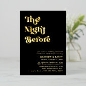 Retro Zwart Typografie Repetitie Diner Goud Folie Uitnodiging (Staand Voorkant)