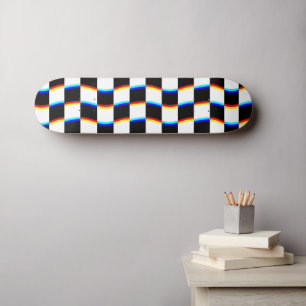 Retro Zwart Wit 3D Aberratie Schaakbord Skateboard