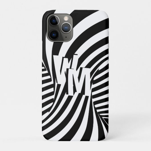 Retro Zwart Wit Abstract Zebra Patroon Initialen Case-Mate iPhone Case (Achterkant)