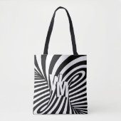 Retro Zwart Wit Abstract Zebra Patroon Initialen Draagtas (Voorkant)