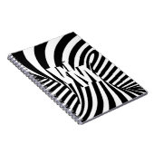 Retro Zwart Wit Abstract Zebra Patroon Initialen Notitieboek (Rechterzijde)