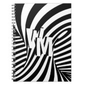 Retro Zwart Wit Abstract Zebra Patroon Initialen Notitieboek (Voorkant)