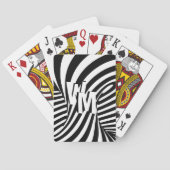Retro Zwart Wit Abstract Zebra Patroon Initialen Pokerkaarten (Achterkant)