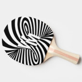 Retro Zwart Wit Abstract Zebra Patroon Initialen Tafeltennisbatje (Zijkant)
