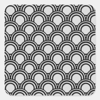 Retro Zwart-wit Art Deco Abstract Patroon Vierkante Sticker