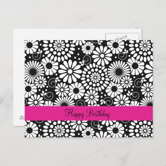 Retro zwart-wit bloemen ansichtkaart briefkaart (Voorkant / Achterkant)