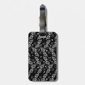 Retro zwart wit bloemen Bagage Label (Achterkant verticaal)