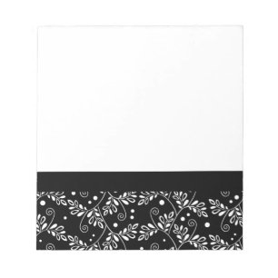 Retro zwart wit bloemen Notitieboek Notitieblok