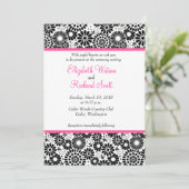 Retro zwart-wit bloemen trouwkaart kaart (Staand voorkant)