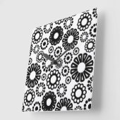 Retro zwart-wit bloemen wandklok vierkante klok (Hoek)