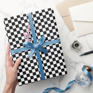 Retro Zwart-wit Checkerboard Cadeaupapier