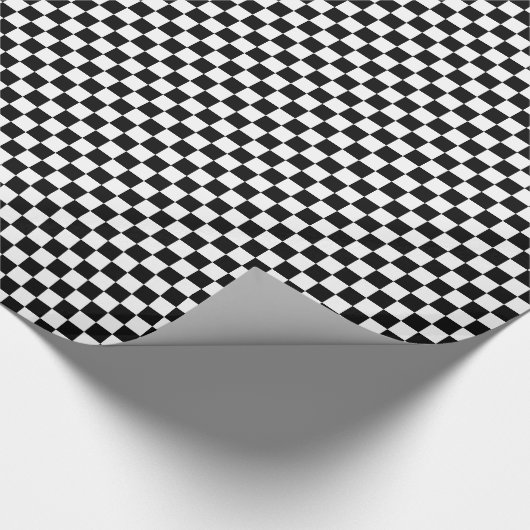 Retro Zwart-wit Checkerboard Cadeaupapier (Hoek)