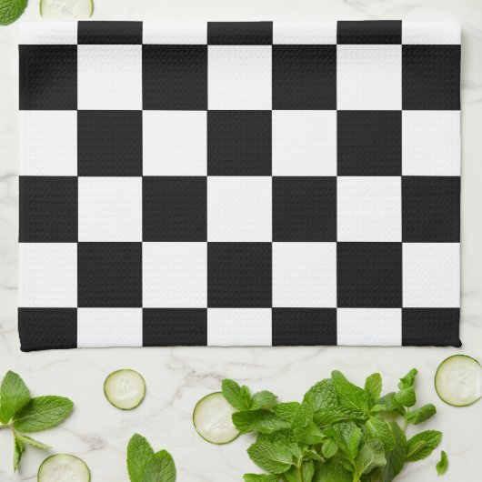 Retro Zwart-wit Checkerboard Patroon Handdoeken (Gevouwen)
