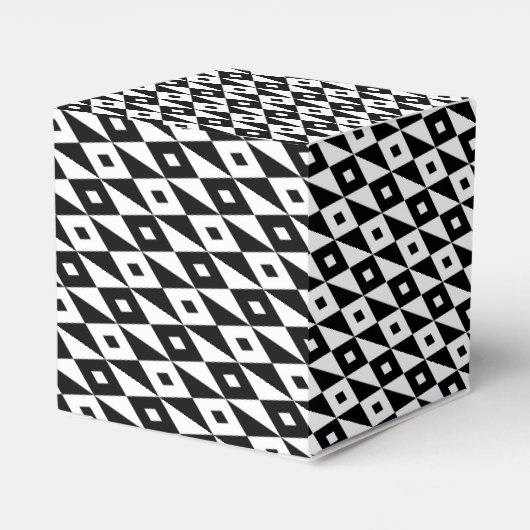 Retro Zwart Wit Diamant Vorm Modern Patroon Bedankdoosjes (Achterkant)