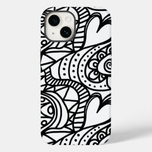 Retro zwart-wit Doodle-patroon Case-Mate iPhone 14 Hoesje