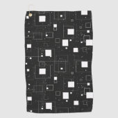 Retro zwart-wit geometrisch patroon golfhanddoek (Voorkant)