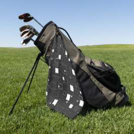 Retro zwart-wit geometrisch patroon golfhanddoek