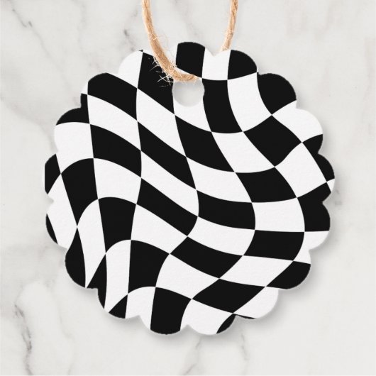 Retro zwart & wit geruit babyshower Dank u Bedankjes Labels (Achterkant)