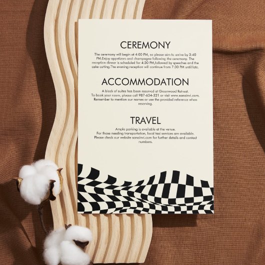 Retro zwart & wit geruit De details Huwelijk Kaart