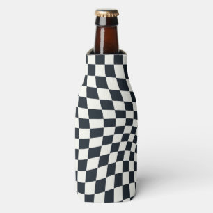 Retro zwart wit geruit geruit geruit flesjeskoeler